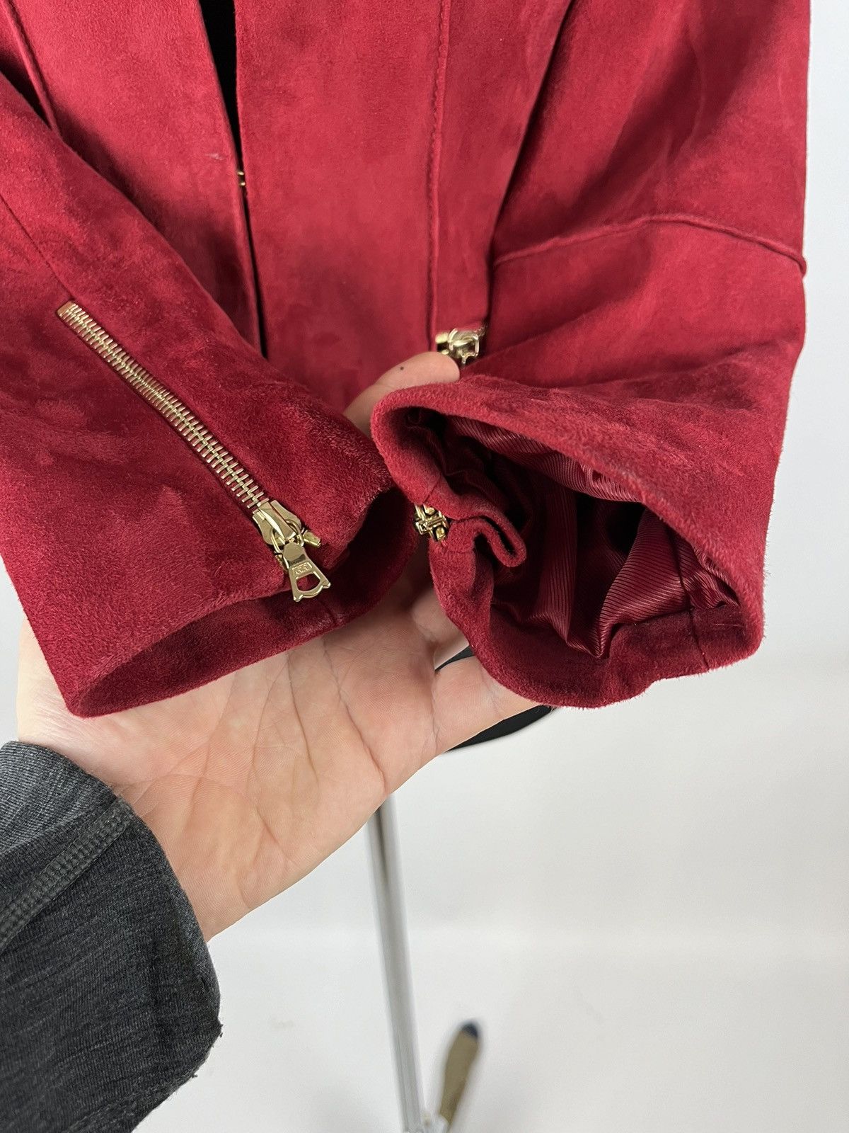 Designer × Sandro Womens leather jacket Sandro Paris Size 3 Color Red (0328) Size M / US 6-8 / IT 42-44 - 6 Thumbnail