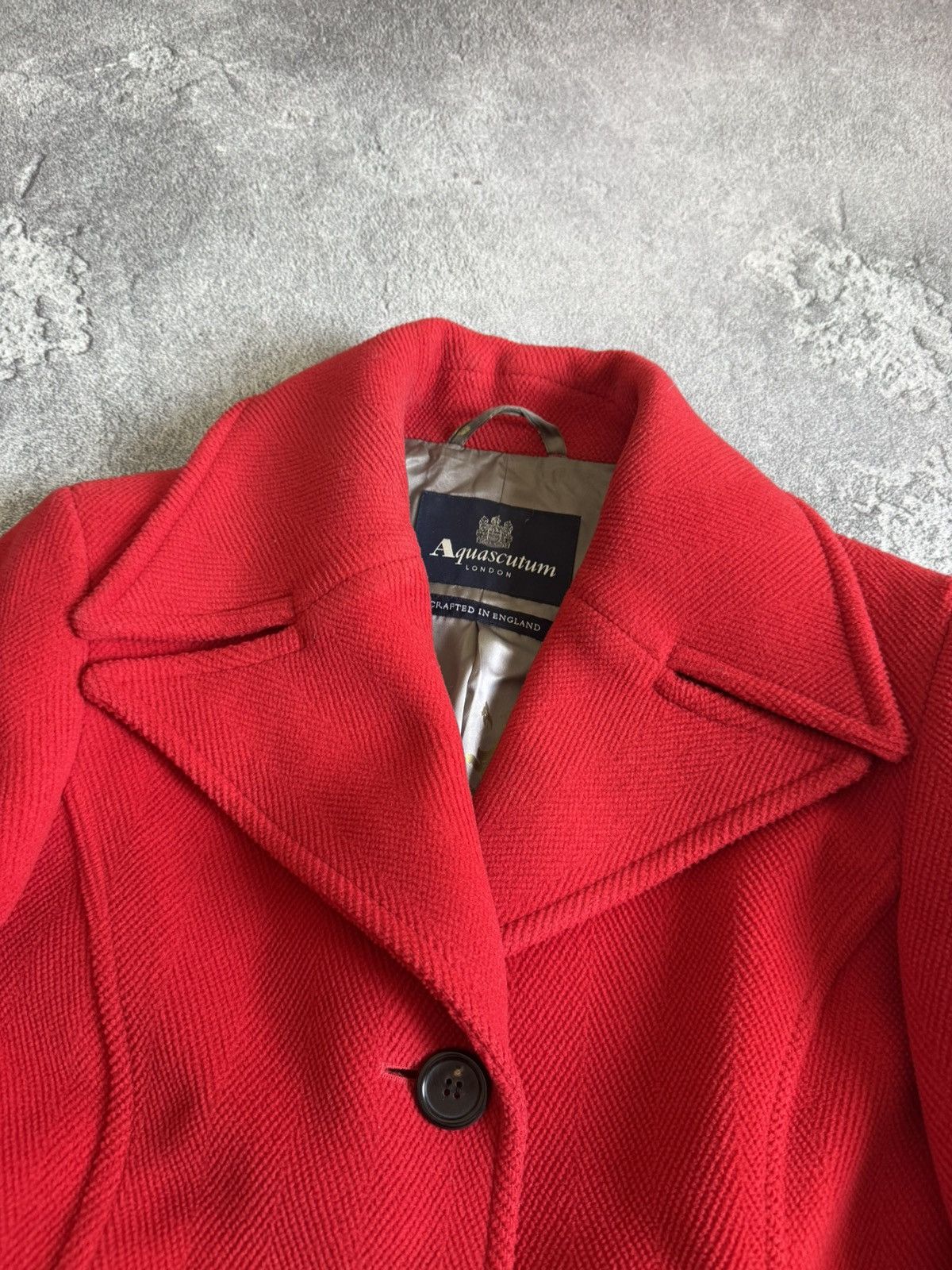 Aquascutum × Designer Aquascutum 14UK Red button up pea coat wool jacket duffle Size L / US 10 / IT 46 - 9 Thumbnail
