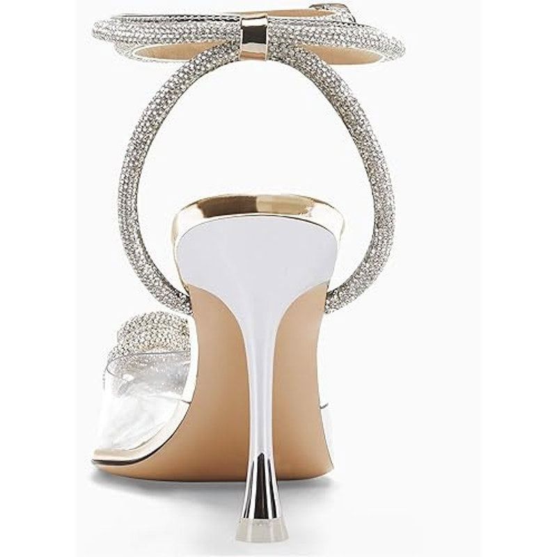 Other Coutgo Women's 8 Silver Sparkle Heart Closed Toe Heels Size US 8 / IT 38 - 3 Thumbnail