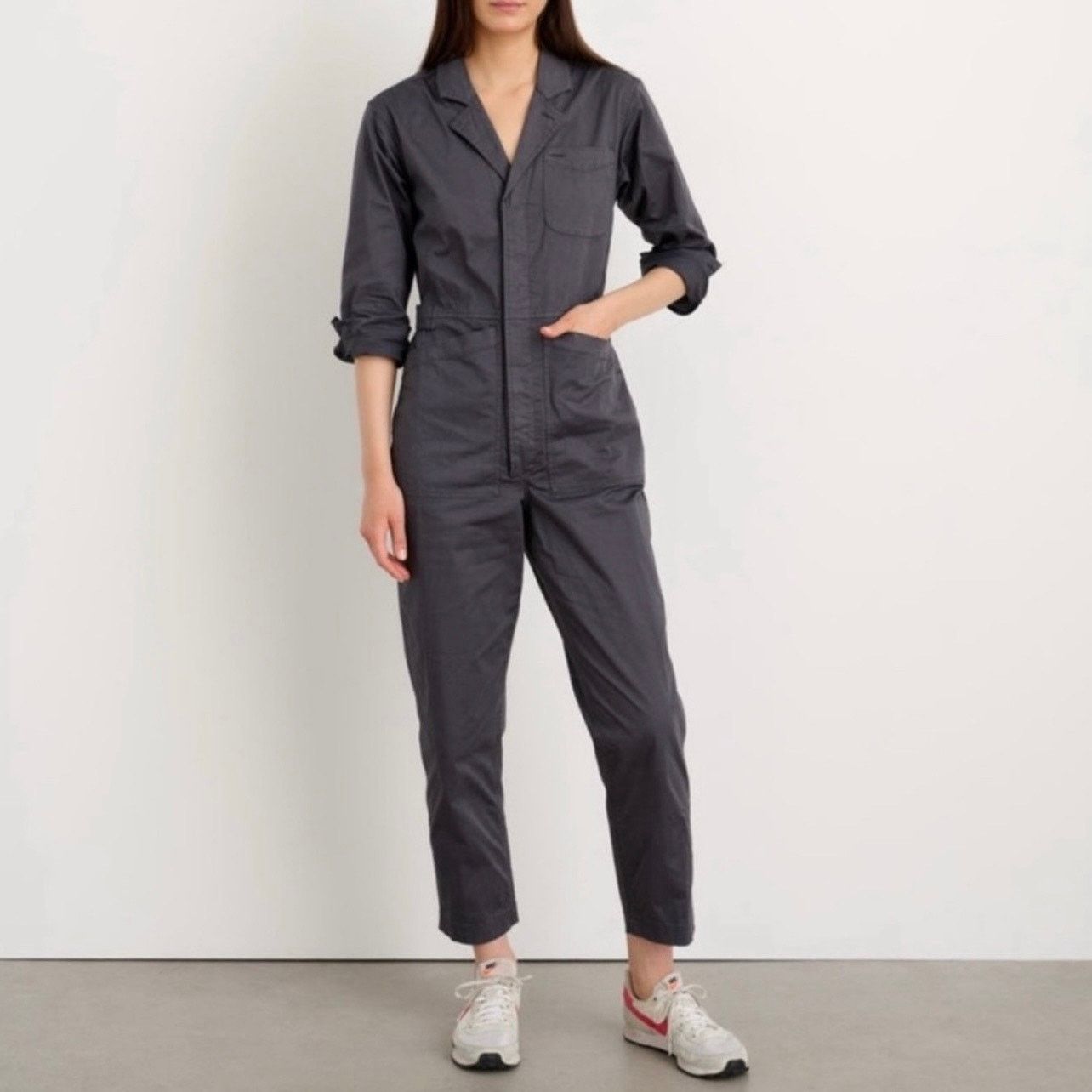 Alex Mill Alex Mill Standard Cotton Twill Iron Gray Jumpsuit XL Size 32" / US 10 / IT 46 - 1 Thumbnail