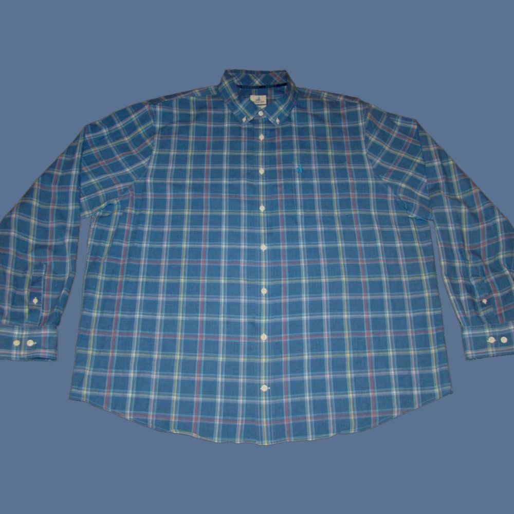 johnnie-O Johnnie O Hangin Out Mens 2XL Blue Yellow Red Plaid Long Sleeve Button Shirt Size US XXL / EU 58 / 5 - 1 Thumbnail