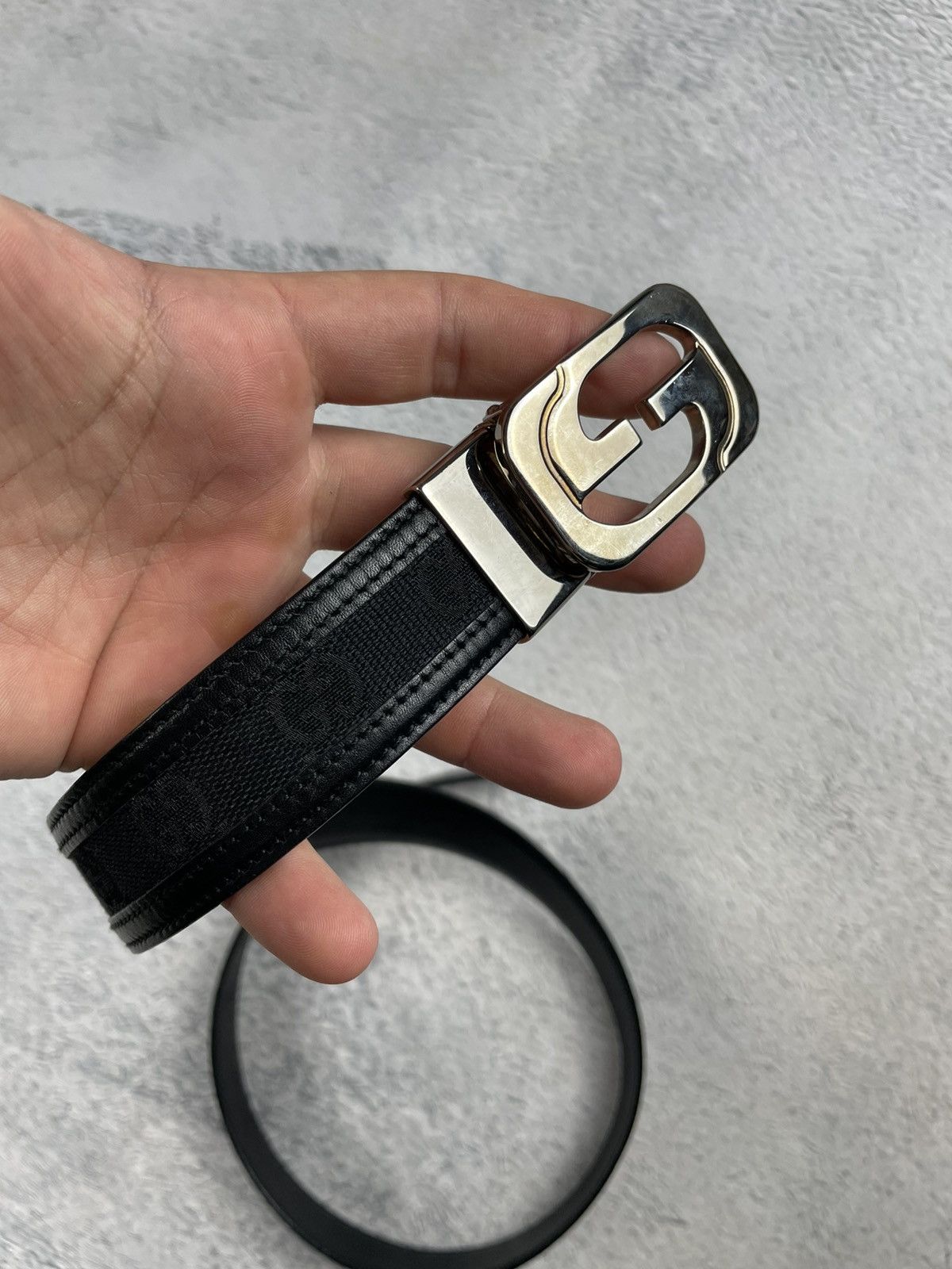 Gucci × Vintage Gucci Vintage Monogram Black Belt oldmoney Size ONE SIZE - 3 Thumbnail