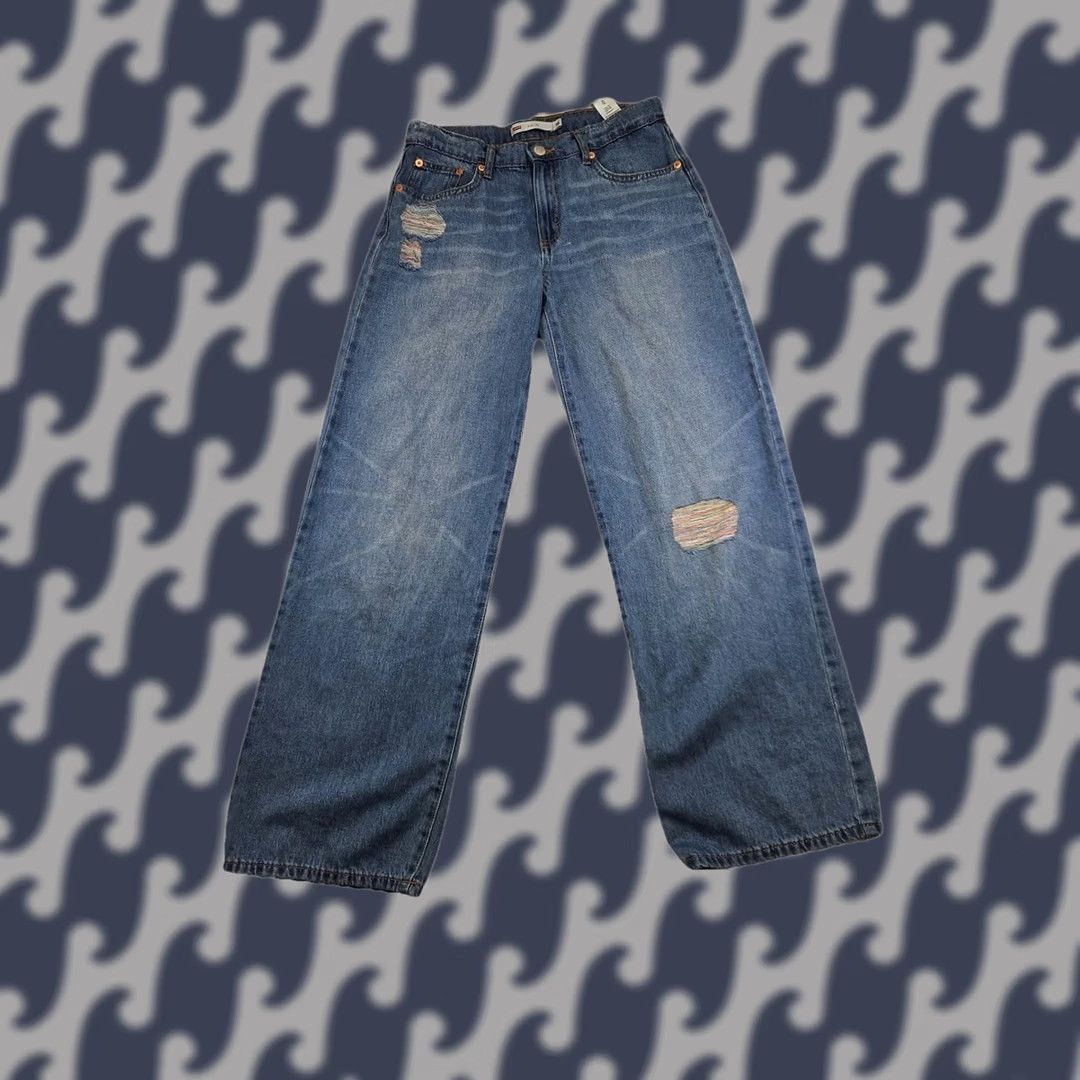 Levi's Levi's Jeans Womens 16 Wide Leg 100% Cotton Distressed 90s Y2K Blue Size 38" / US 16 / IT 52 - 1 Thumbnail