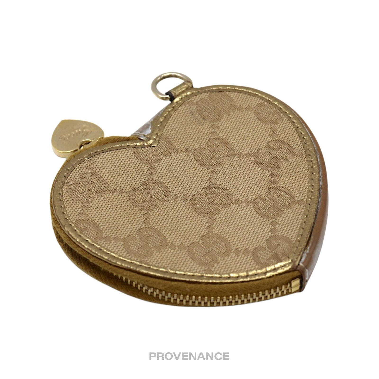 Gucci 🔴 Gucci GG Canvas Coin Wallet - Bronze Heart Metallic Size ONE SIZE - 3 Thumbnail