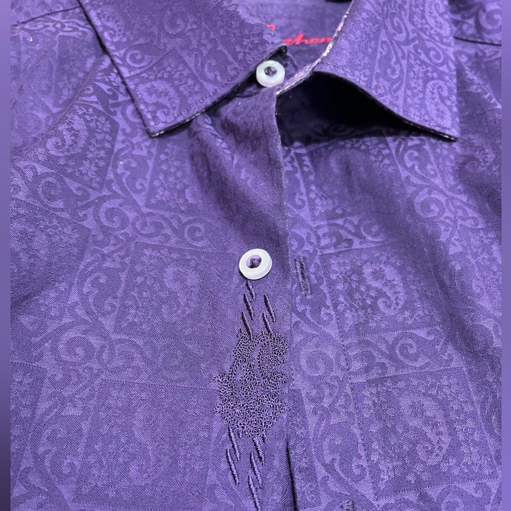 Robert Graham Purple Paisley Scroll Long Sleeve Dress Shirt
