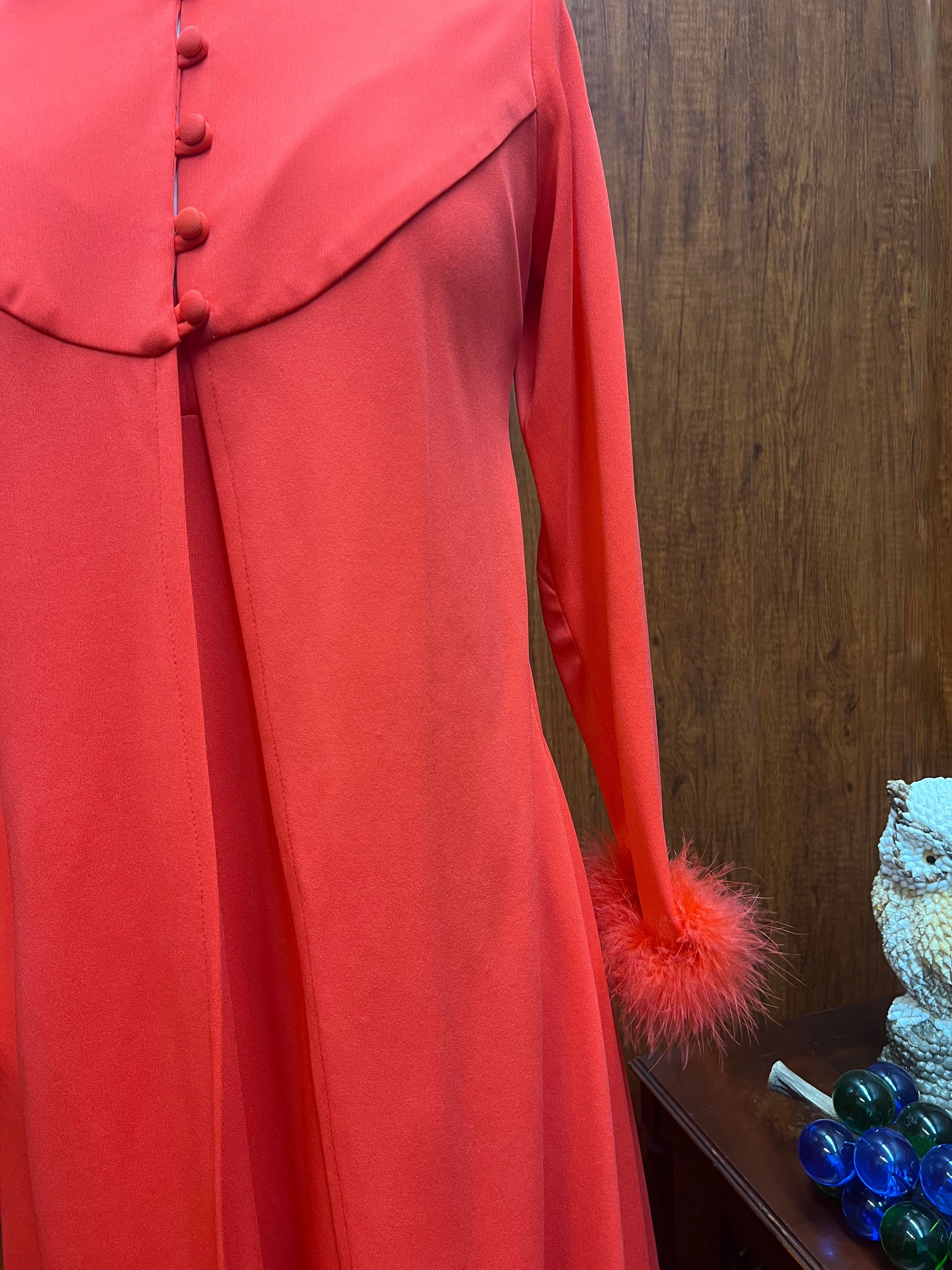 Vintage Vintage 1970s Maxi Tank Dress and Feather Trim Jacket Set Size S / US 4 / IT 40 - 5 Thumbnail