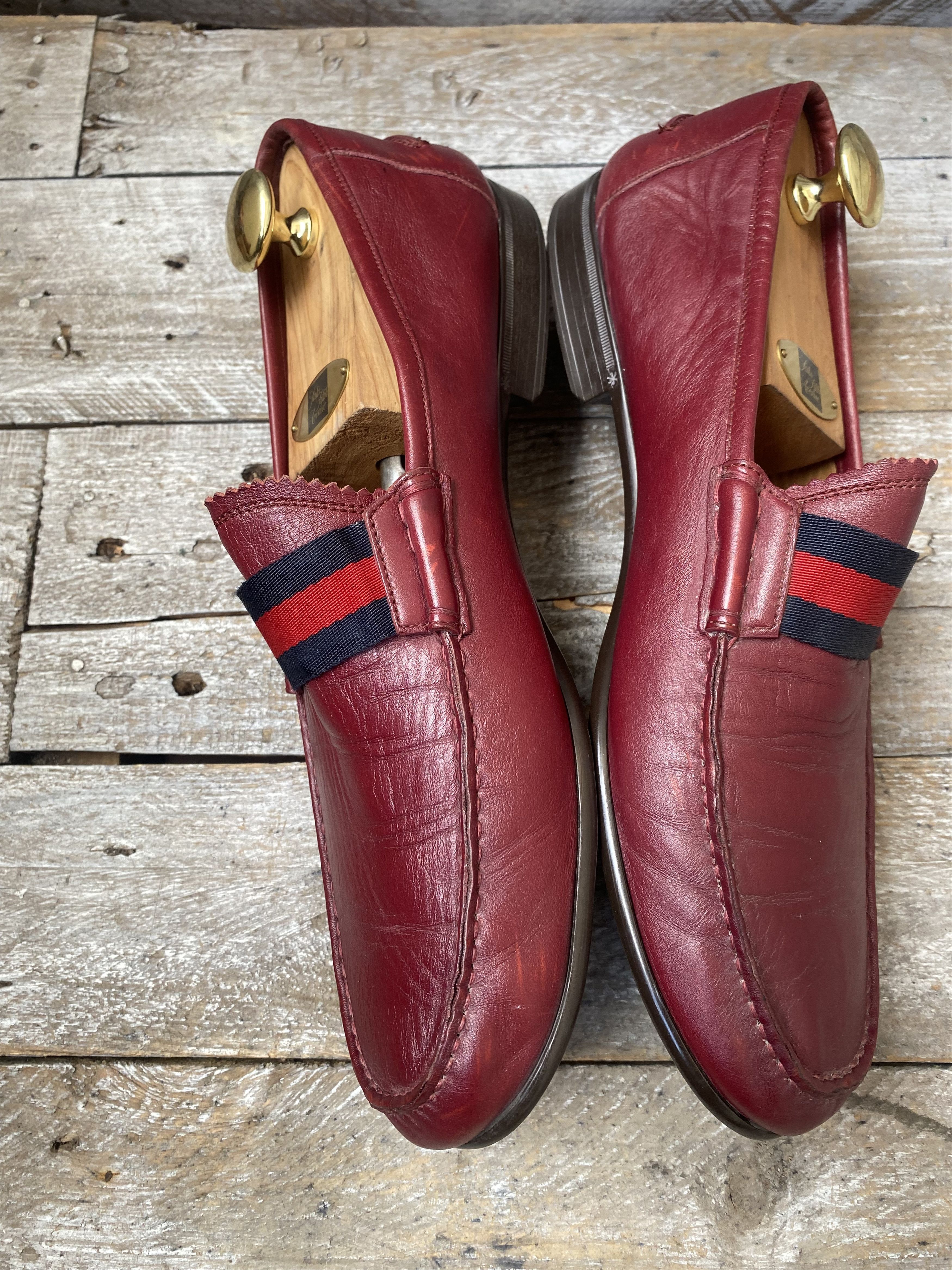 Gucci Gucci penny loafer burgundy 3 stripe leather shoes sz 10 Size US 11 / EU 44 - 10 Thumbnail