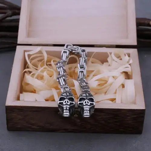 Jewelry "VIKING" Neo-Gothic Skull Head Bracelet Size ONE SIZE - 2 Thumbnail