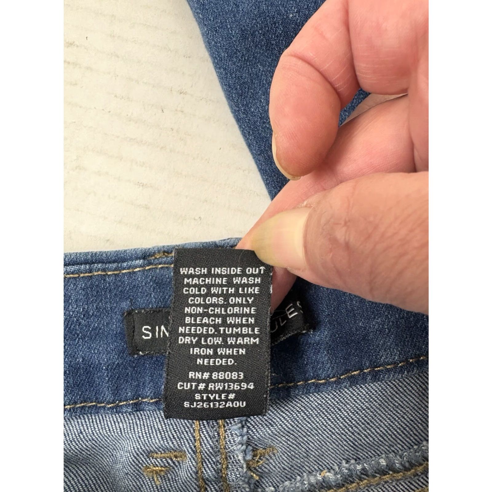 Vintage Sincerely Jules Wide Leg Jeans 7/28 Size Womens Blue Cotton Polyester Spandex Denim Raw Wash 5-Pocket Button Zip Rise Mid Inseam 30in Size 28" / US 6 / IT 42 - 8 Thumbnail