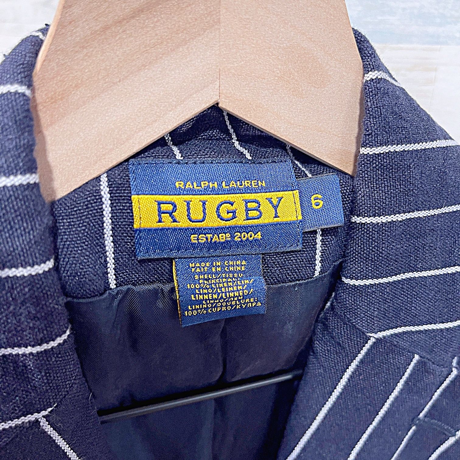 Ralph Lauren × Vintage Ralph Lauren Linen Striped Rugby Blazer Blue Womens 6 Size M / US 6-8 / IT 42-44 - 5 Thumbnail