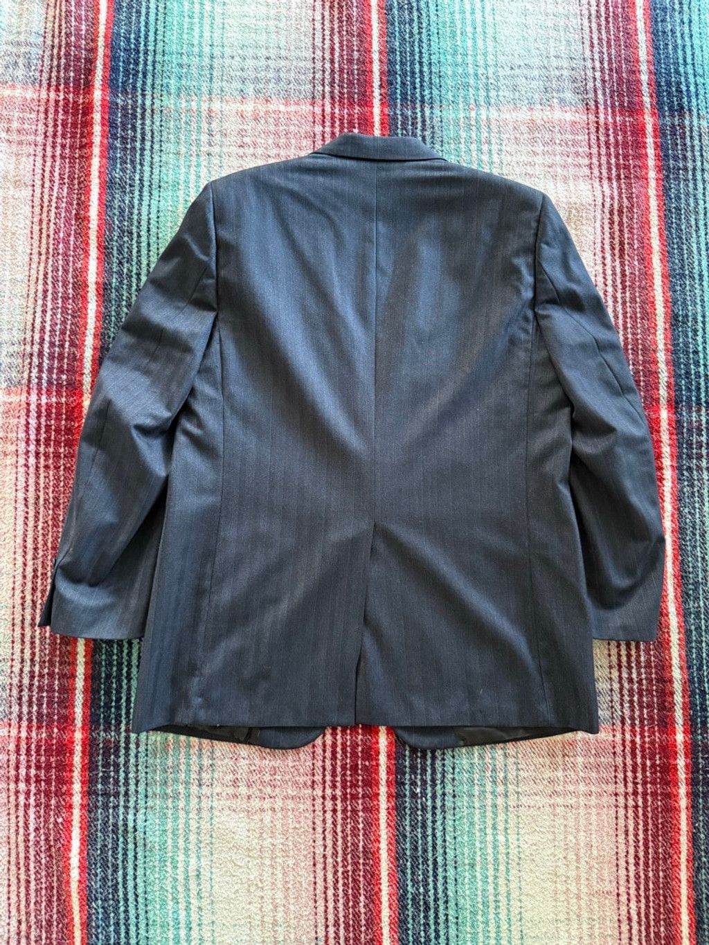 Burberry 80s Burberry Navy Pinstripe Blazer 46/XL Size 46R - 3 Thumbnail