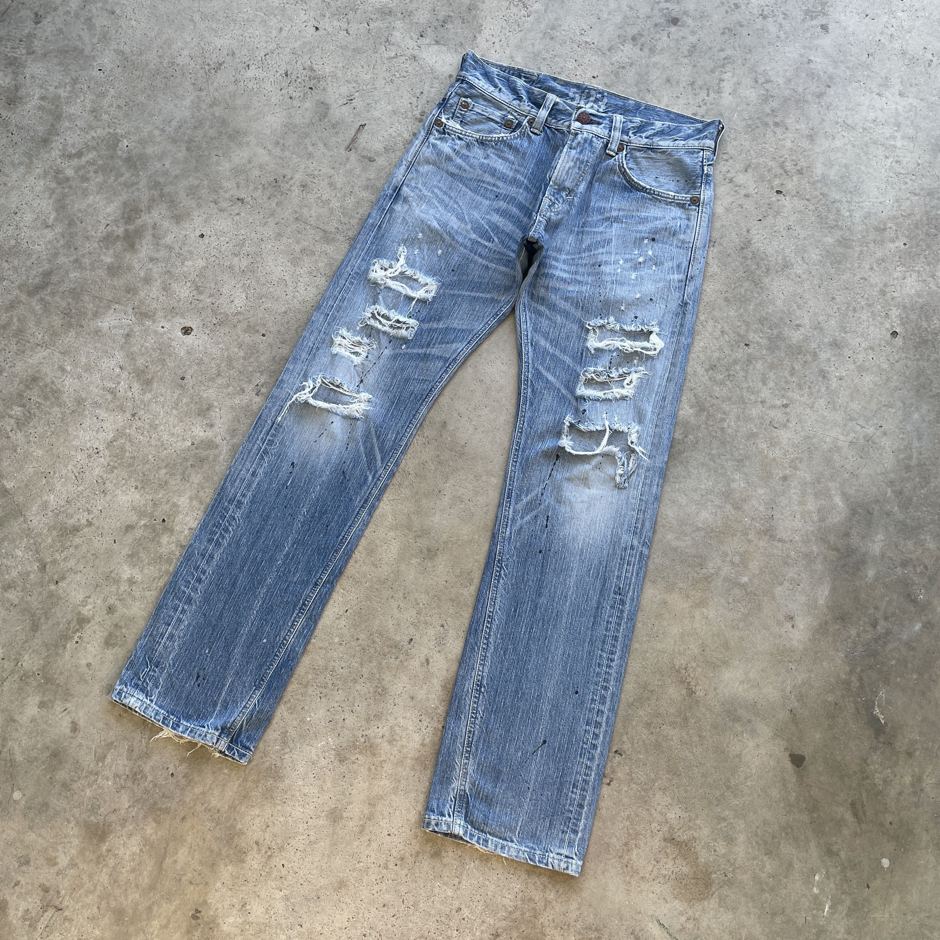 Edwin × Japanese Brand VINTAGE EDWIN 503 DISTRESSED FADED RIPPED JEANS PANTS DENIM Size US 31 - 1 Thumbnail