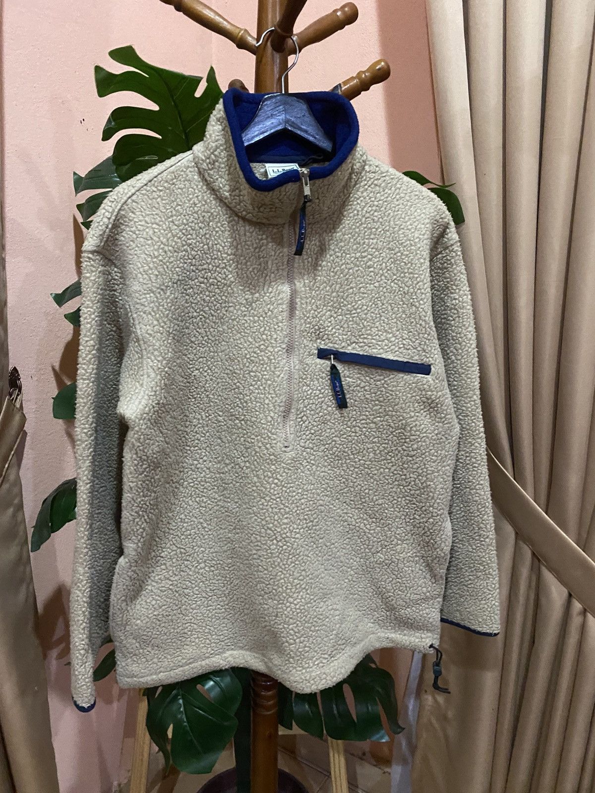 L.L. Bean L.L. Bean Vintage Sherpa Fleece Pullover - Off-White & Blue Size US M / EU 48-50 / 2 - 3 Thumbnail