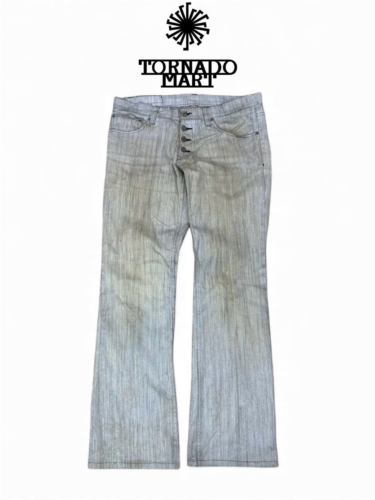 Tornado Mart Tornado Mart Waxed Silver Coated Flared Denim Pant Size US 32 / EU 48 - 1 Thumbnail