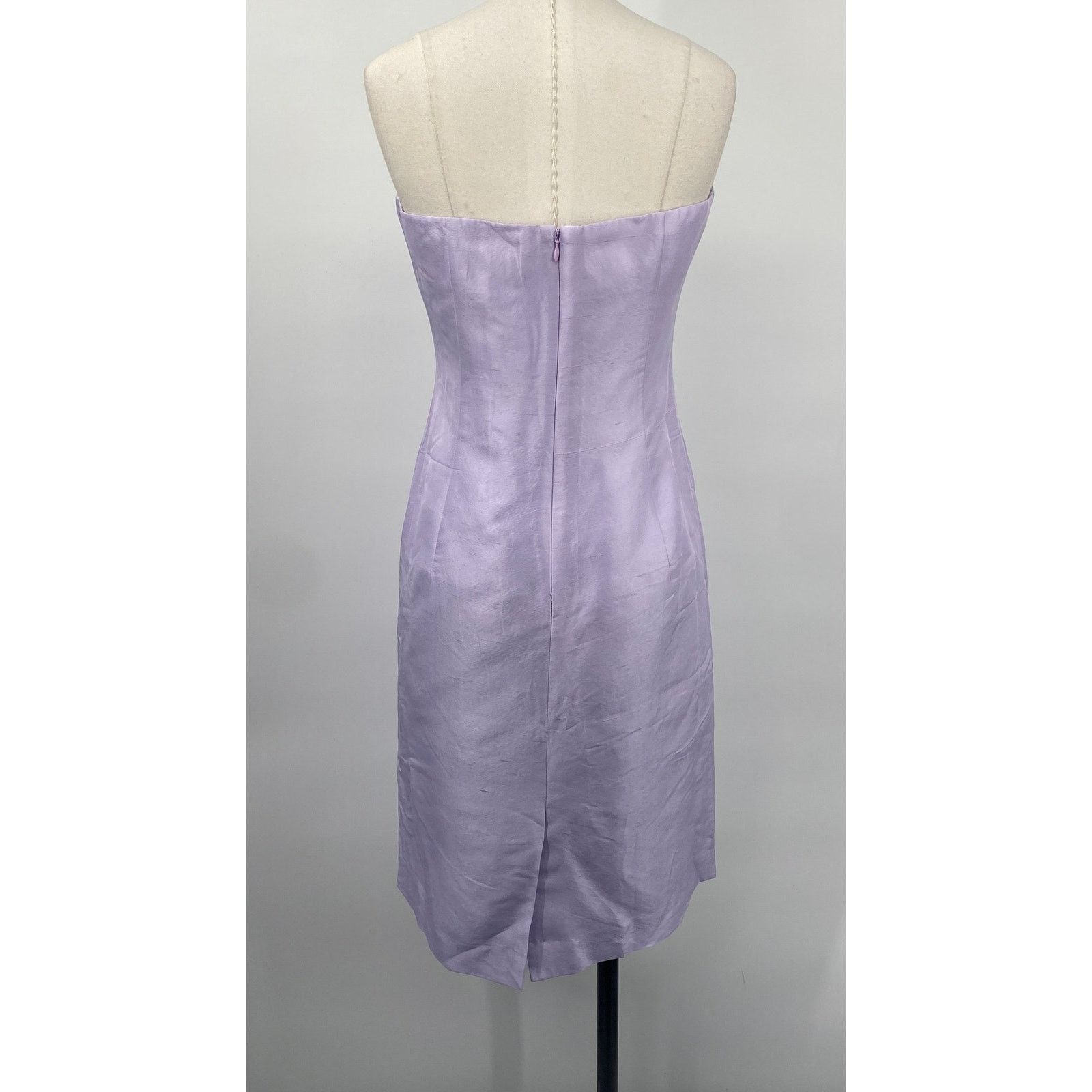 Vintage Vintage Y2k Ralph Lauren Raw Silk Mini Dress Strapless Lilac Size M / US 6-8 / IT 42-44 - 5 Thumbnail