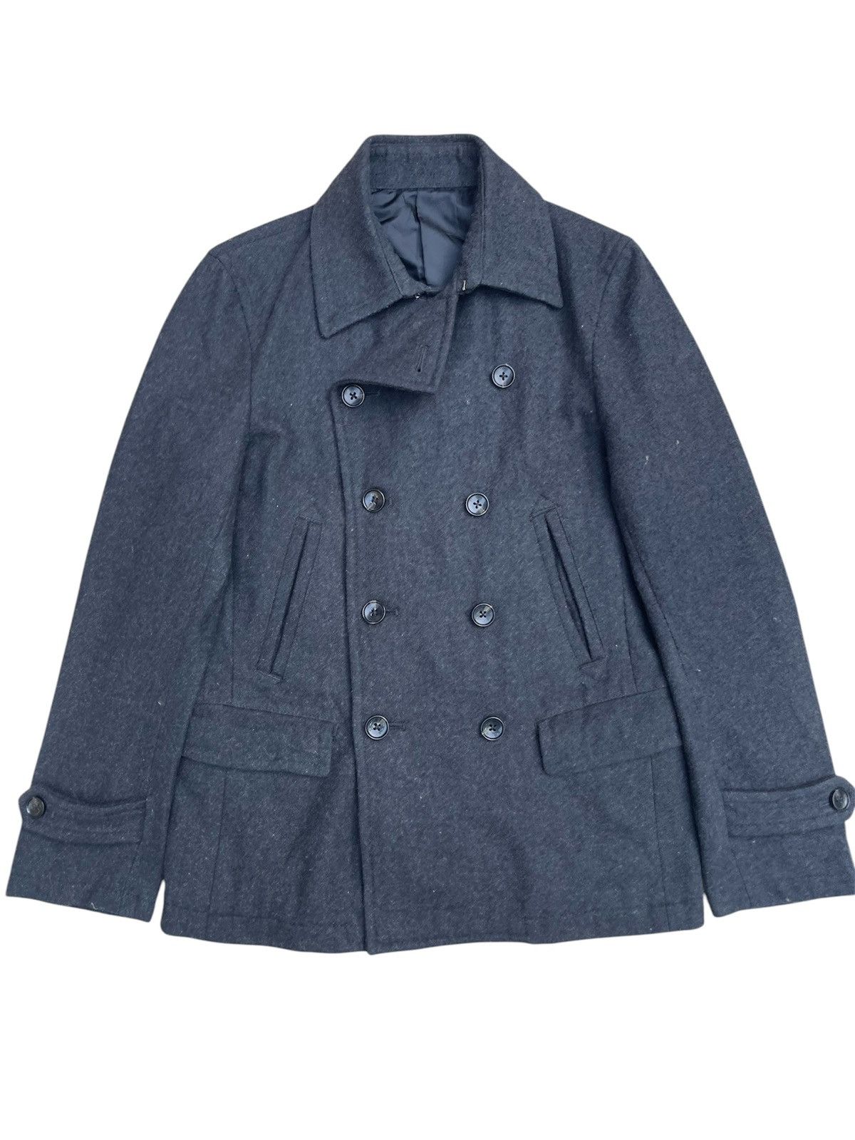 Vintage Comme Ça Ism Double-Breasted Gray Pea Coat