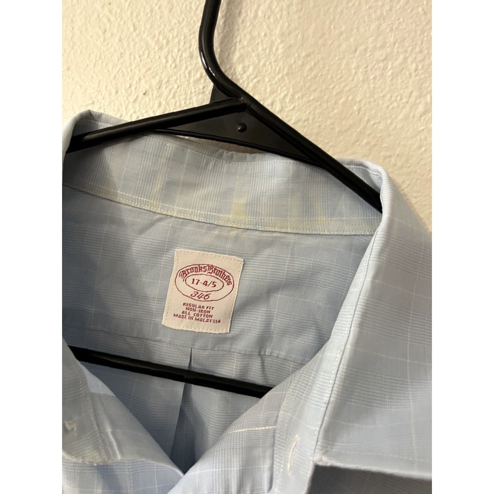Brooks Brothers Brooks Brothers Blue Plaid Dress Shirt, Adult Large, Non-Iron, 100% Cotton, Regular Fit, Business Casual, Mens Size 46R - 3 Thumbnail
