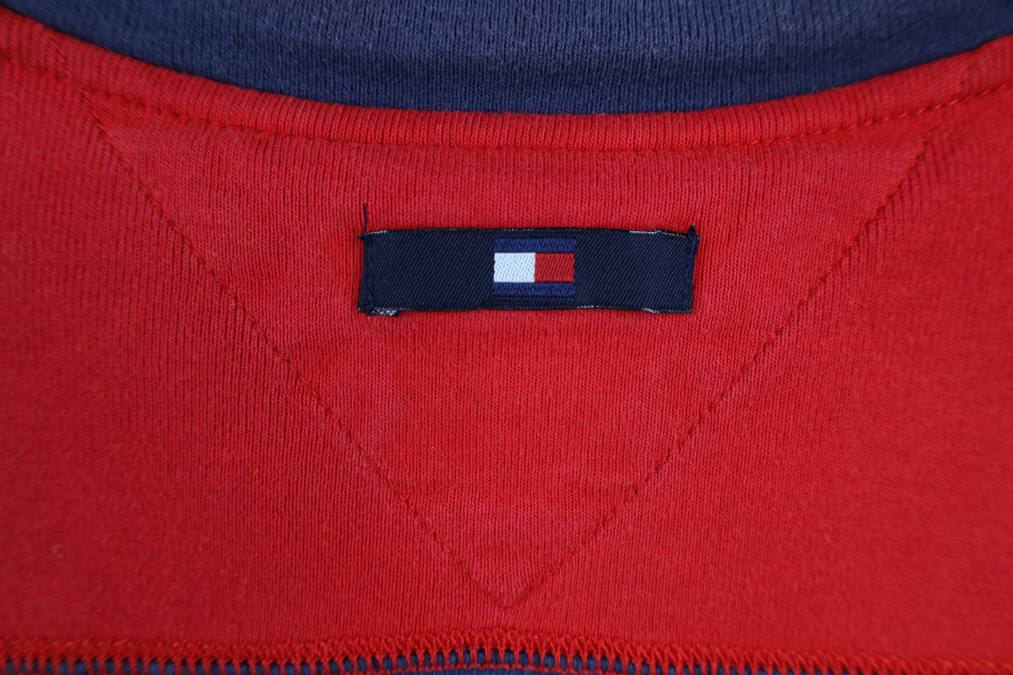 Tommy Hilfiger × Vintage Vintage 90s Tommy Hilfiger Spell Out Striped V-Neck T-Shirt Size US L / EU 52-54 / 3 - 9 Thumbnail