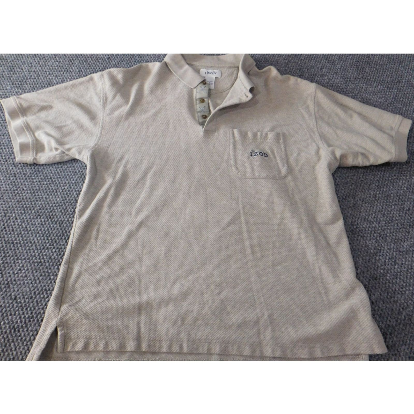 Izod IZOD Polo Shirt XL Beige Mens Classic Logo Golf Button Short Sleeve Knit Cotton Polyester Breathable Easy Care Stretch Vintage: No Size US XL / EU 56 / 4 - 2 Thumbnail