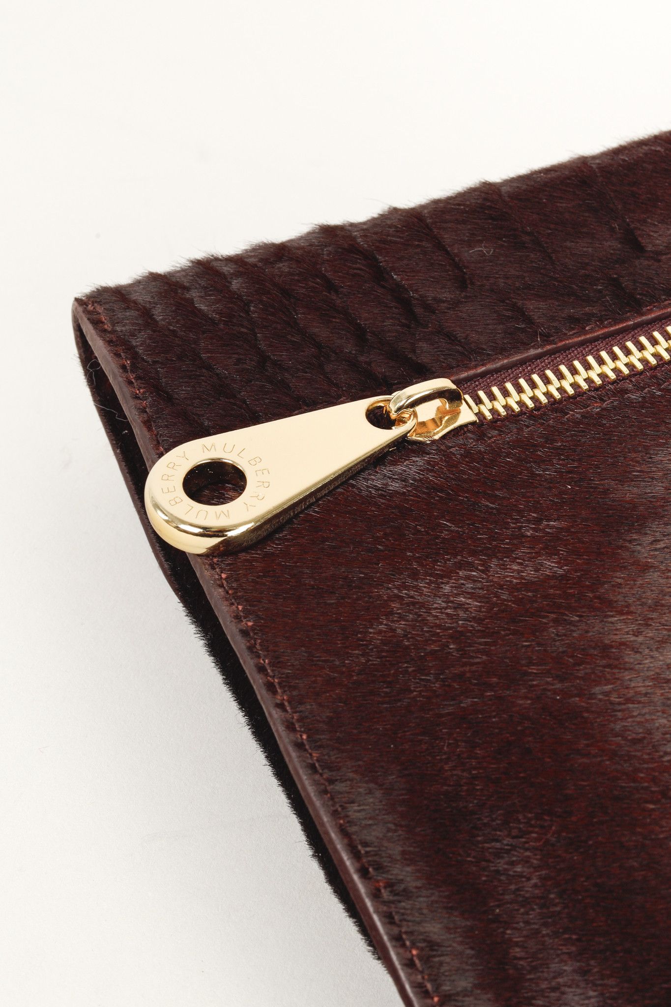Mulberry Mulberry Willow Burgundy Croc Embossed Pony Hair Clutch Size ONE SIZE - 8 Thumbnail