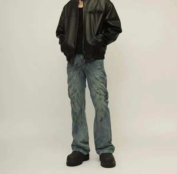 VIBE Retro splash-ink bootcut straight-leg jeans Size US 32 / EU 48 - 6 Thumbnail