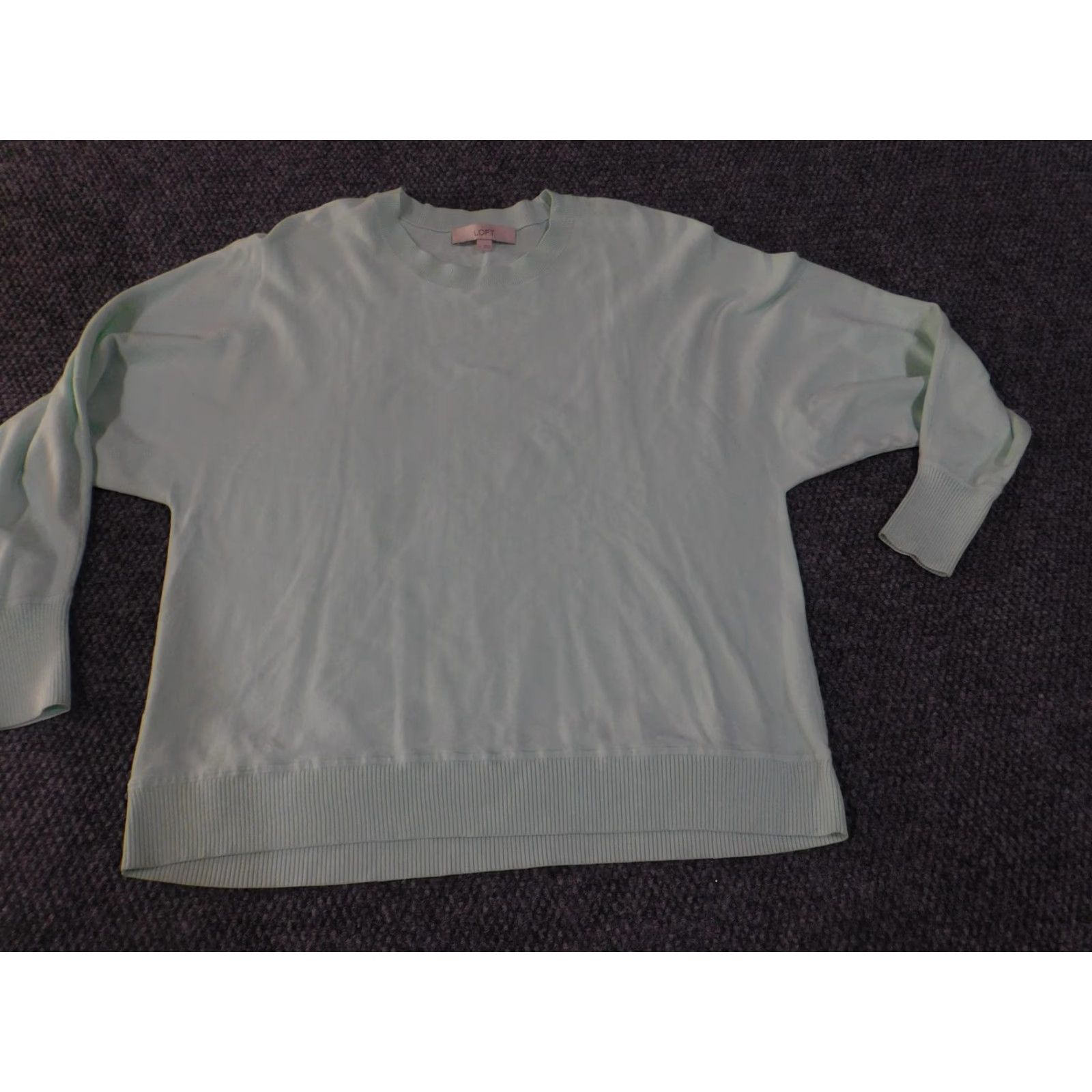 Loft VINTAGE LOFT Sweater Womens Medium Mint Green Crewneck Pullover Long Sleeve Ribbed Hem Size M / US 6-8 / IT 42-44 - 3 Thumbnail