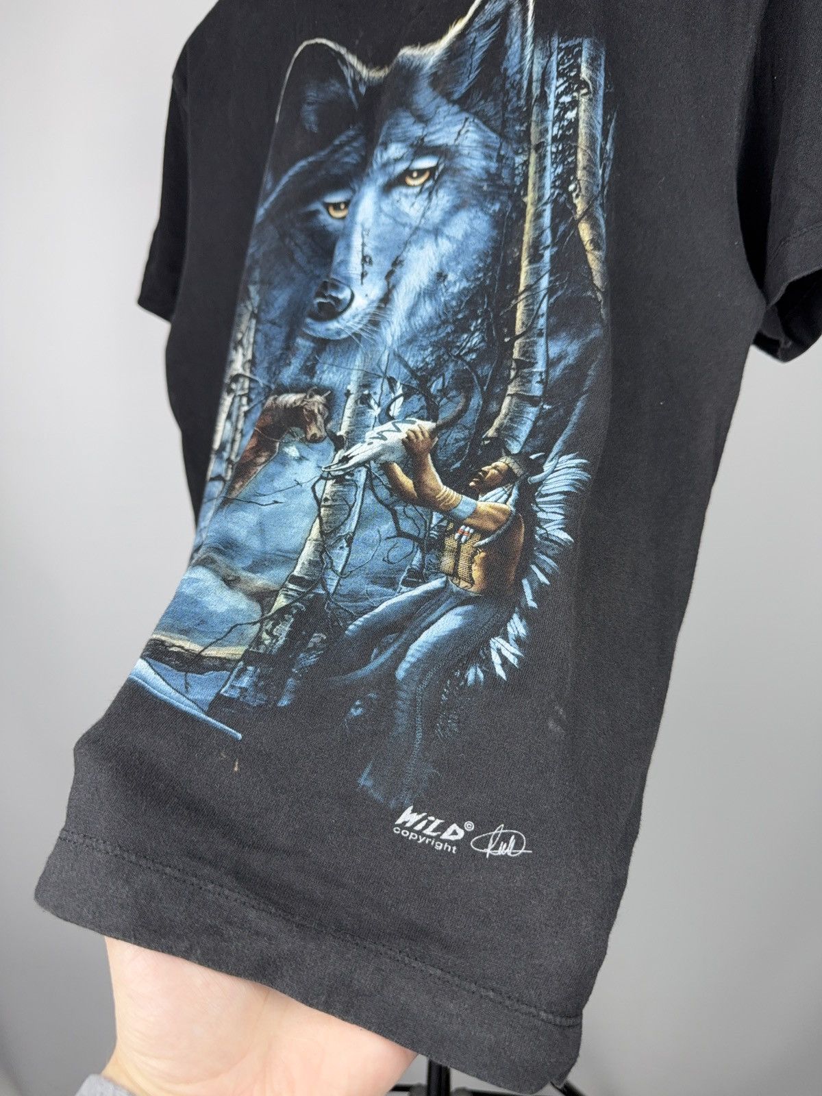 Vintage 90s Retro Vintage Wolf Graphic T-Shirt Native American Art Size US M / EU 48-50 / 2 - 3 Thumbnail