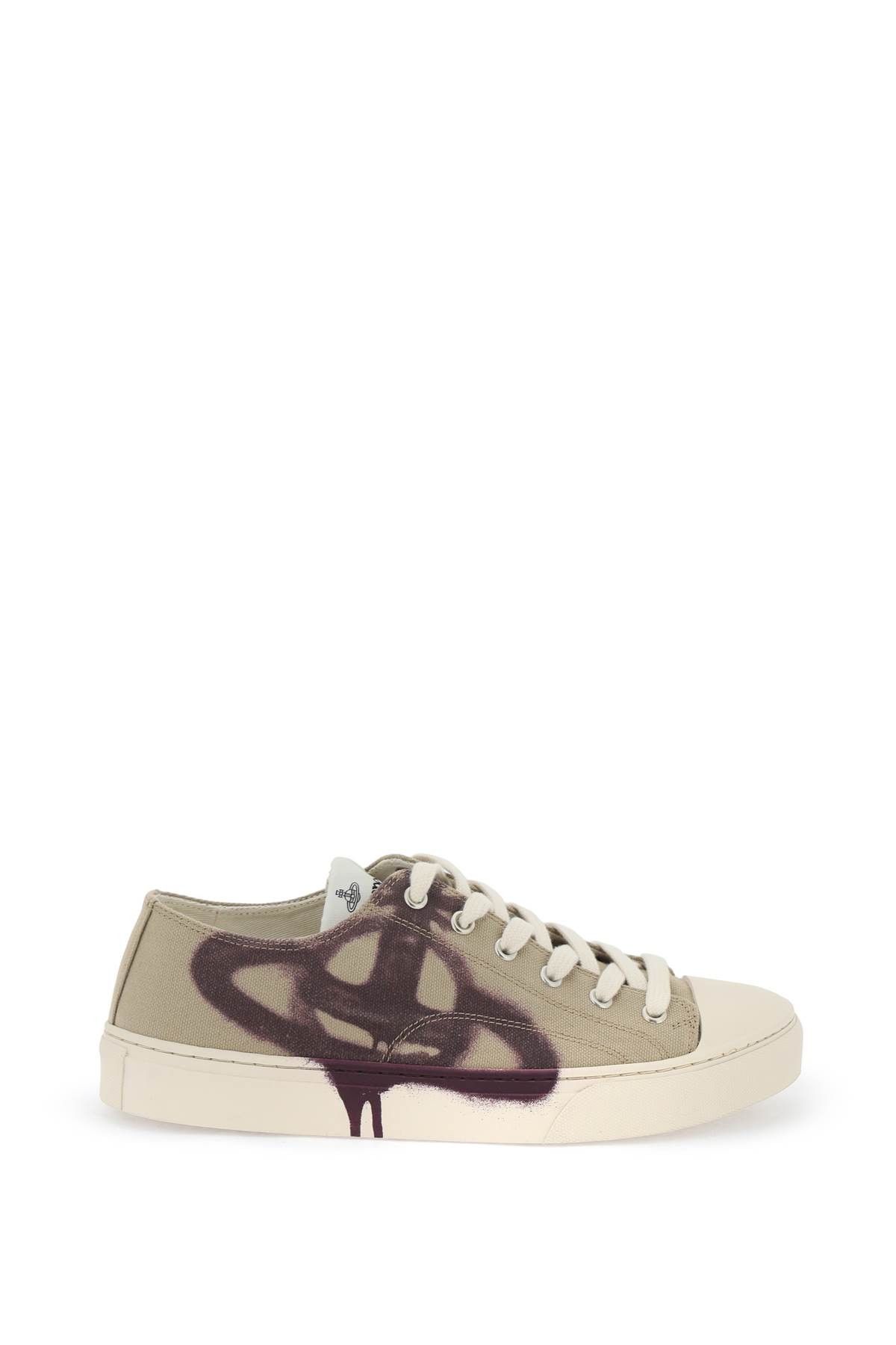 image of Vivienne Westwood Plimsoll Low Top 2.0 Sneakers in Beige Purple Orb, Women's (Size 7)