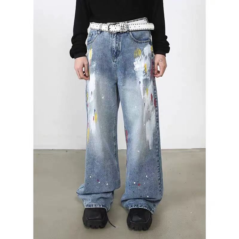 Japanese Brand × Jean Men's American street style ink-washed distressed jeans Size US 32 / EU 48 - 2 Thumbnail