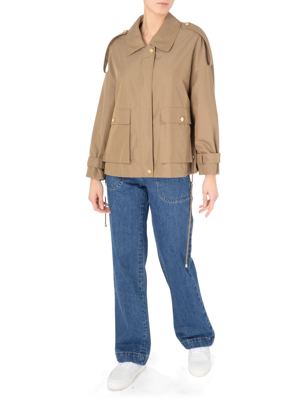 Pinko o1s22i1n0824 Polidora Blouson Jacket in Khaki Size L / US 10 / IT 46 - 2 Thumbnail