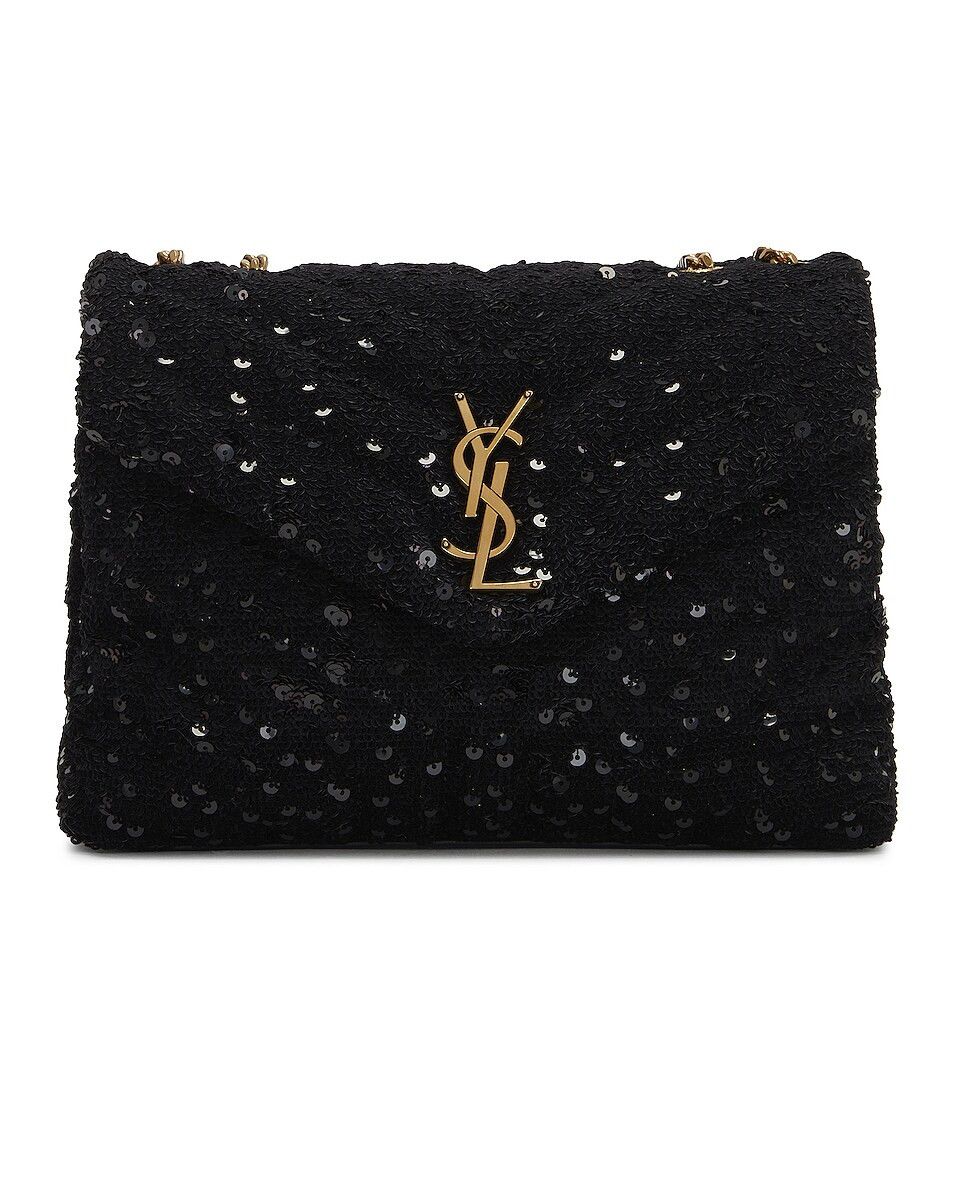 Saint Laurent Paris o1b1hav110724 Size: OS / Small Loulou Sequins Chain Bag Nero Size ONE SIZE - 1 Thumbnail