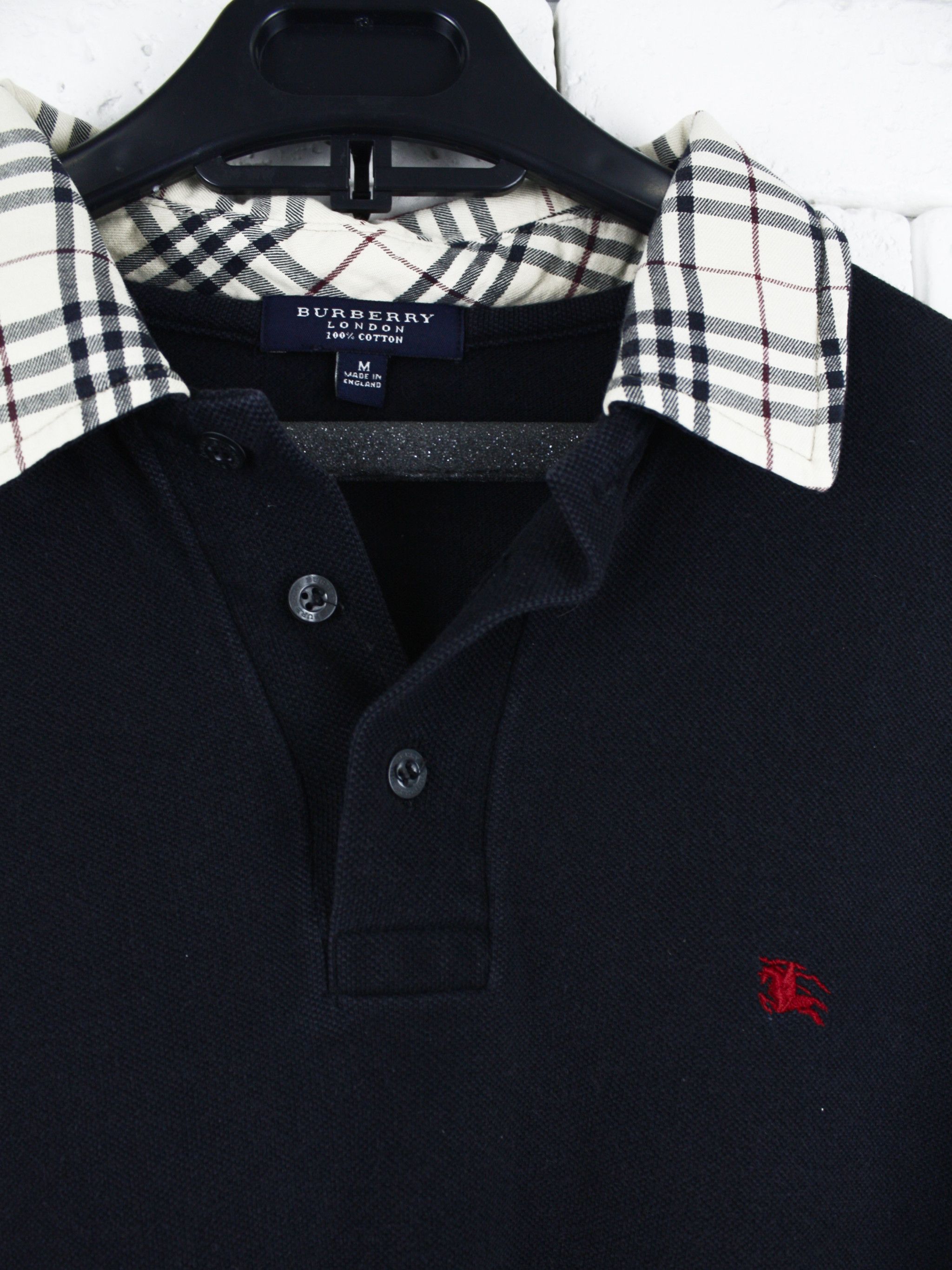 Burberry Burberry Polo Shirt Blue Nova Check Collar Vintage Size US M / EU 48-50 / 2 - 3 Thumbnail