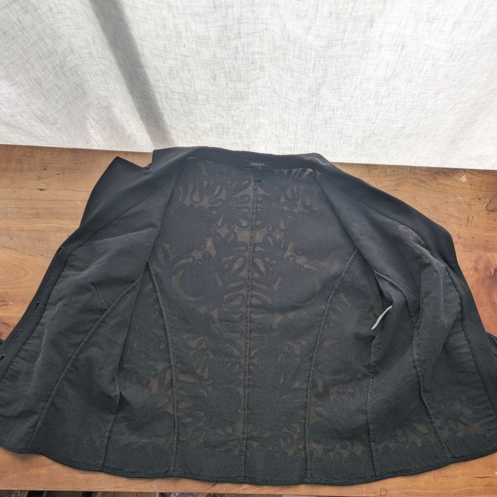 Escada Escada Silk & Cotton Intricate Black Floral Mesh Jacket Top Size XS / US 0-2 / IT 36-38 - 7 Thumbnail