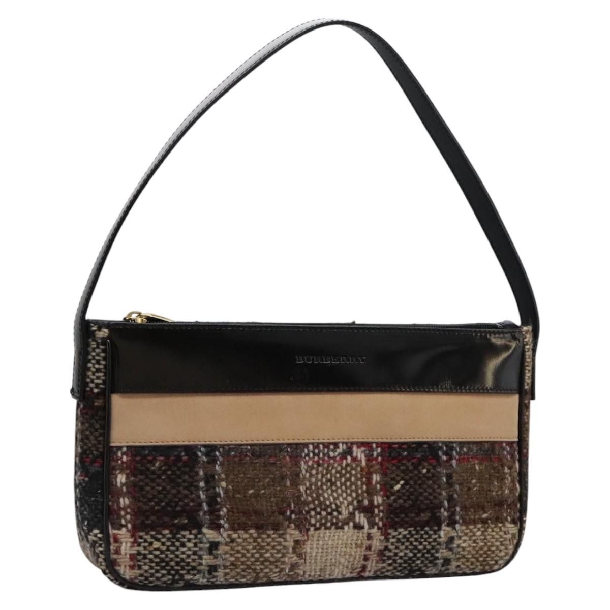 Burberry Burberry Nova Check Shoulder Bag Wool Suede Leather Beige Size ONE SIZE - 1 Thumbnail