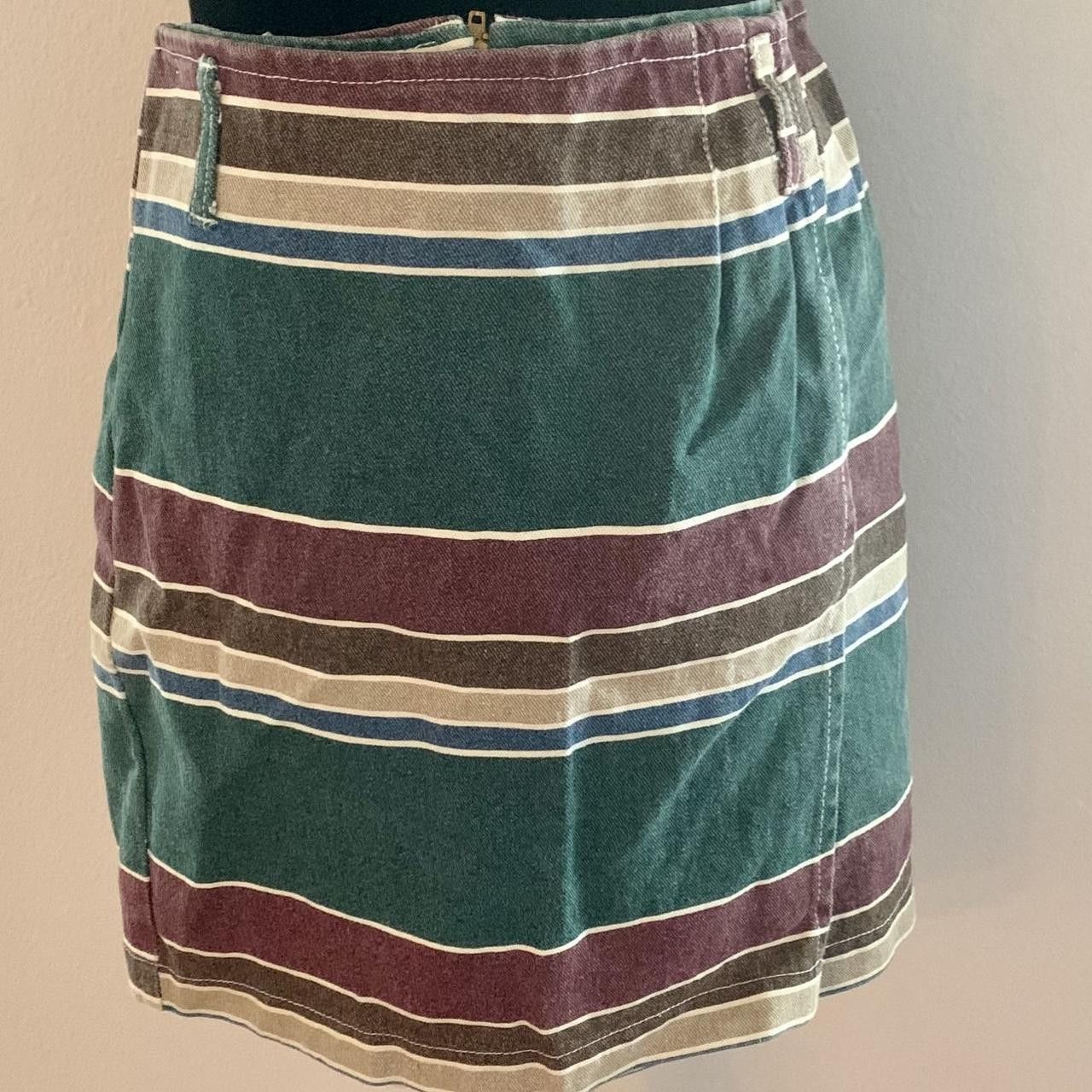 image of 1990S Skirt Size Medium Striped Wrap Denim Like Short, Women's