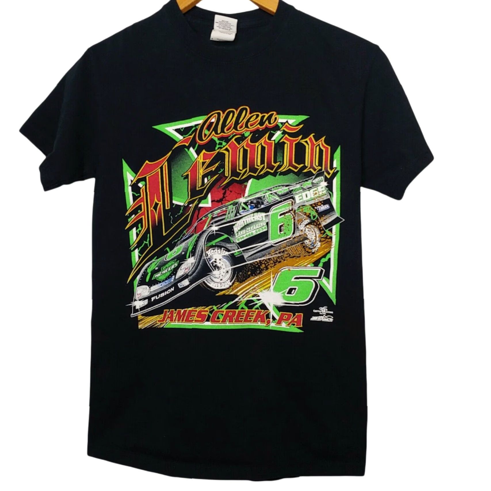 Vintage Allen Lemin Racing Shirt Men Small James Creek PA Raceway Motorsport Race Car Shirt Mens Short Sleeve Crew Neck Black Cotton Size US S / EU 44-46 / 1 - 2 Thumbnail