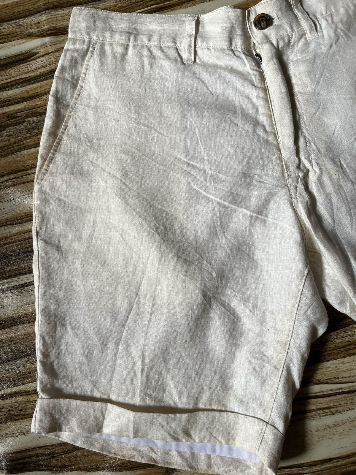 GOSTAR DE FUGA 🇯🇵Linen Shorts Casual Pant in White Size US 33 - 3 Thumbnail