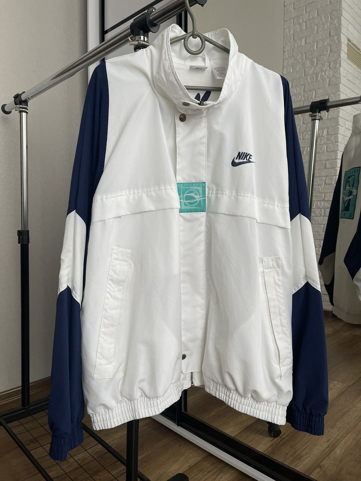 image of Andre Agassi x Nike Challenge Court Vintage Zip Jacket 90's Windbreaker in White, Men's (Size XL)