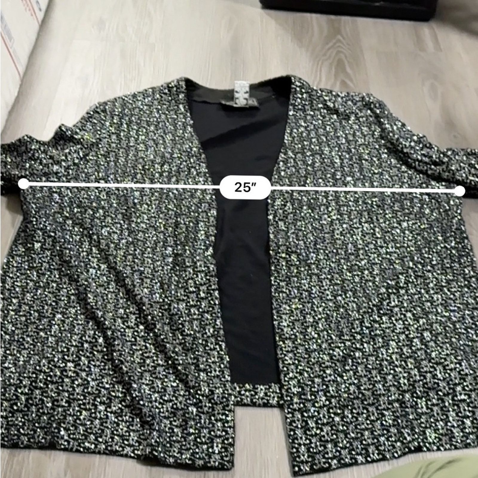 Alex Evenings Alex Evenings Black & Silver Glitter Dress & Cardigan Sz 22W Size 3XL / US 20-22 - 11 Thumbnail