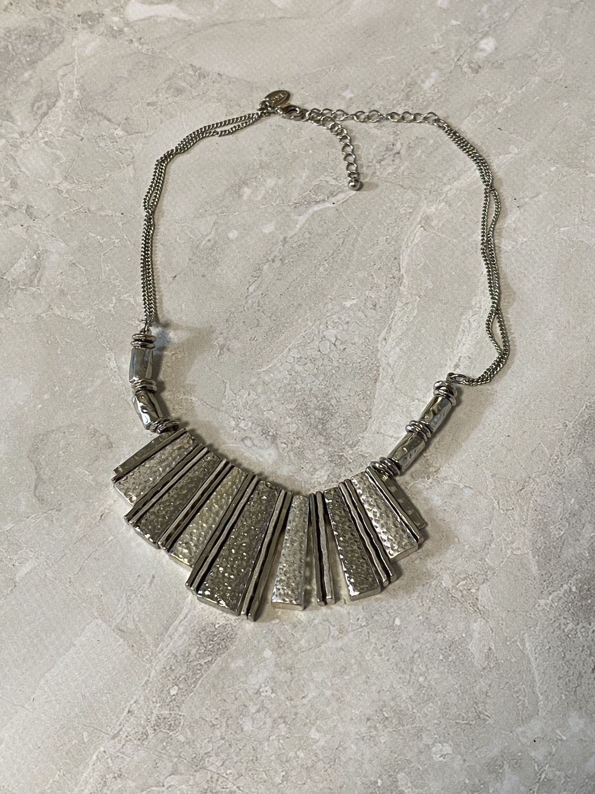 NEXT Next Silver Hammered Fringe Statement Necklace Size ONE SIZE - 1 Thumbnail