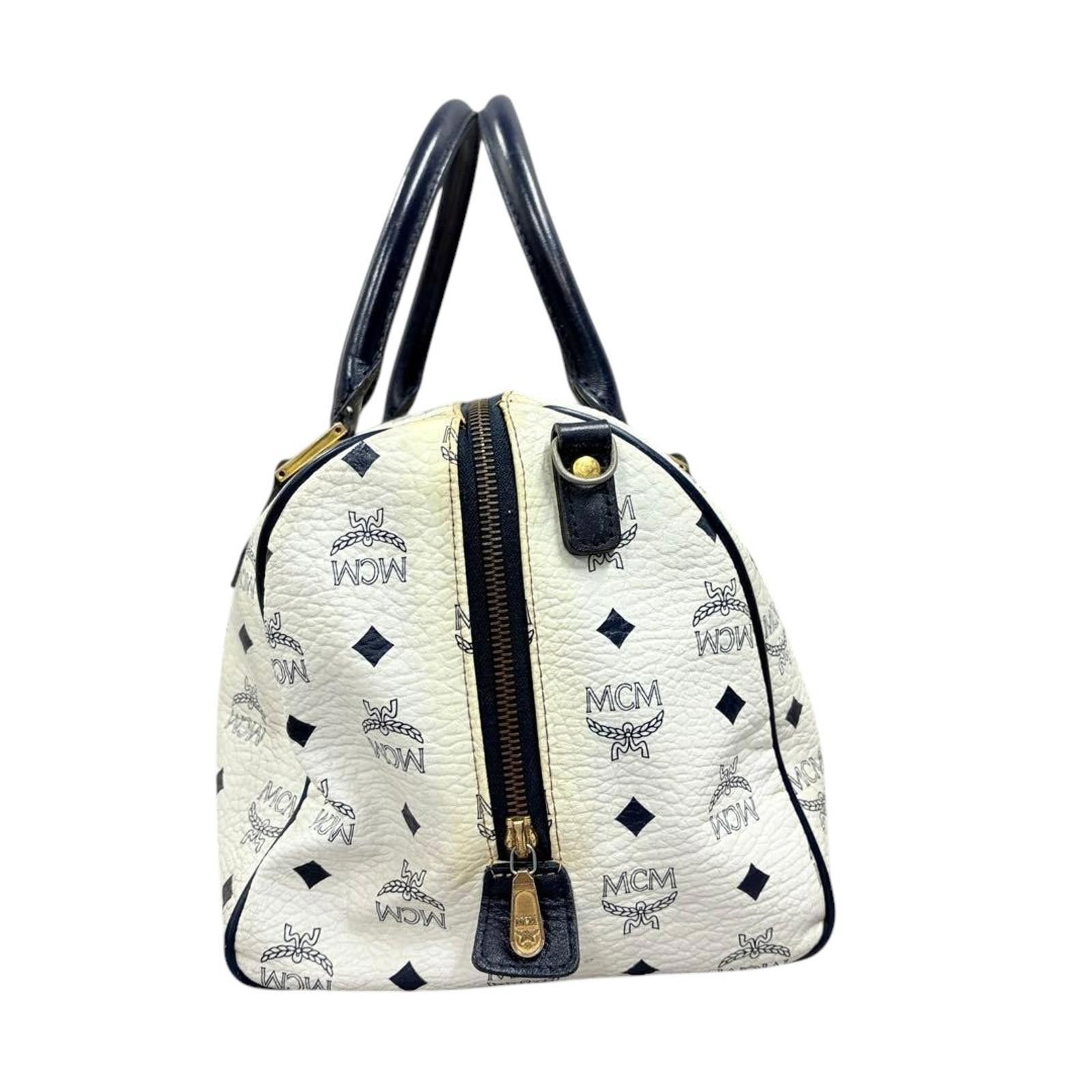 MCM MCM - Women's Satchel Bag White with Black Handles Size ONE SIZE - 5 Thumbnail