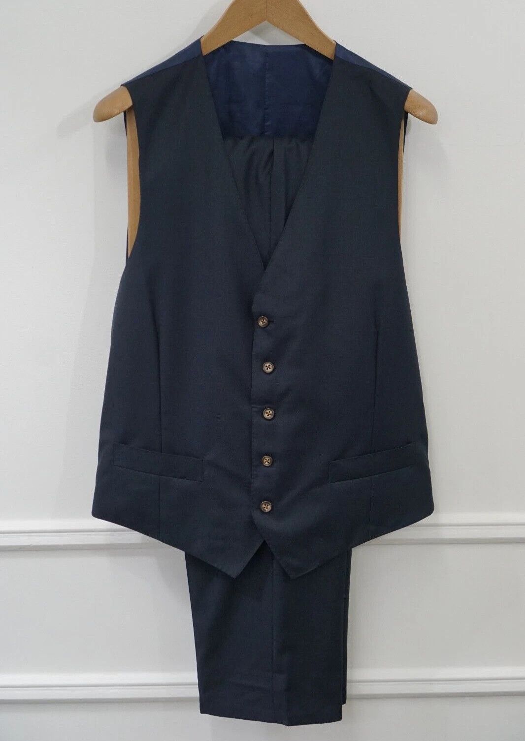 Suitsupply Men Suitsupply 3 Piece Suit Lazio Navy Vitale Barberis US46S Size 46S - 5 Thumbnail