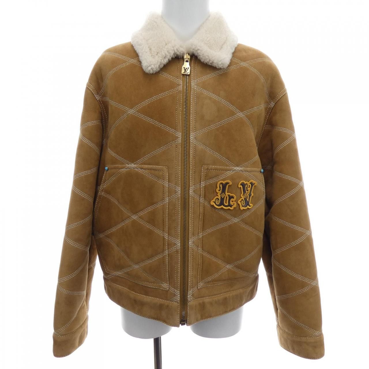 Louis Vuitton Louis Vuitton Louis Vuitton Embroidered Shearling Workwear Shearling Jacket Fur Outerwear HRL90EMLS DUTY FREE for USA Size ONE SIZE - 1 Thumbnail