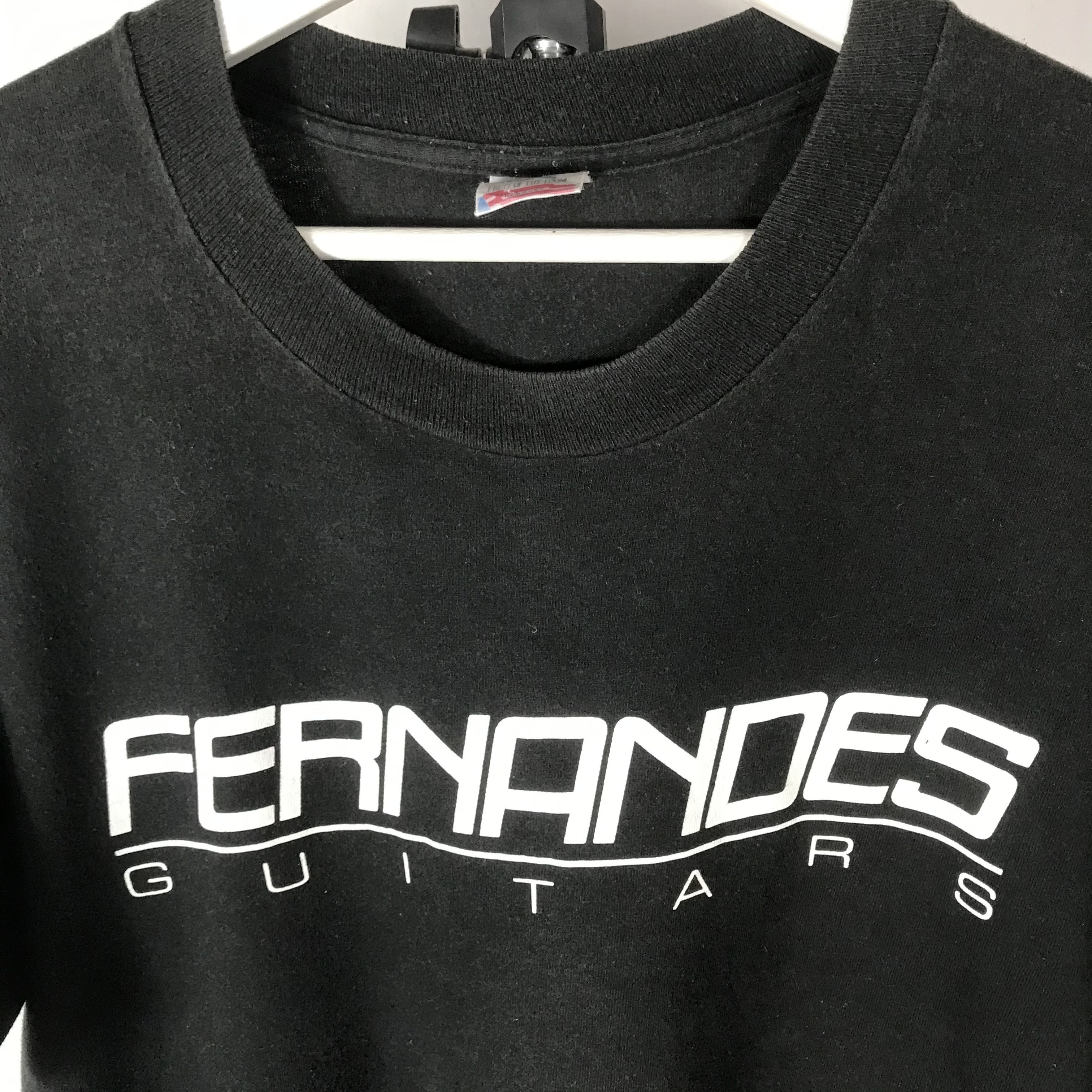 Fender Vintage 90s FERNANDES Guitar music promo t shirt faded black Size US L / EU 52-54 / 3 - 4 Thumbnail
