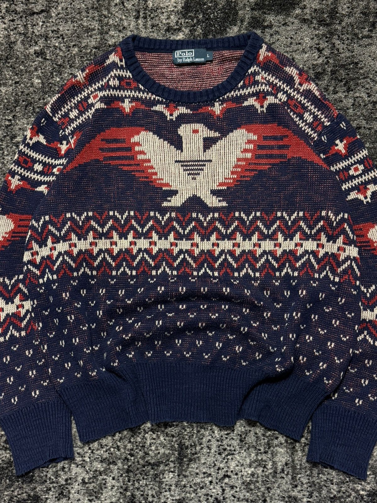 Polo Ralph Lauren vintage Polo Ralph Lauren Aztec Eagle linen sweater 2000s Size US L / EU 52-54 / 3 - 2 Thumbnail