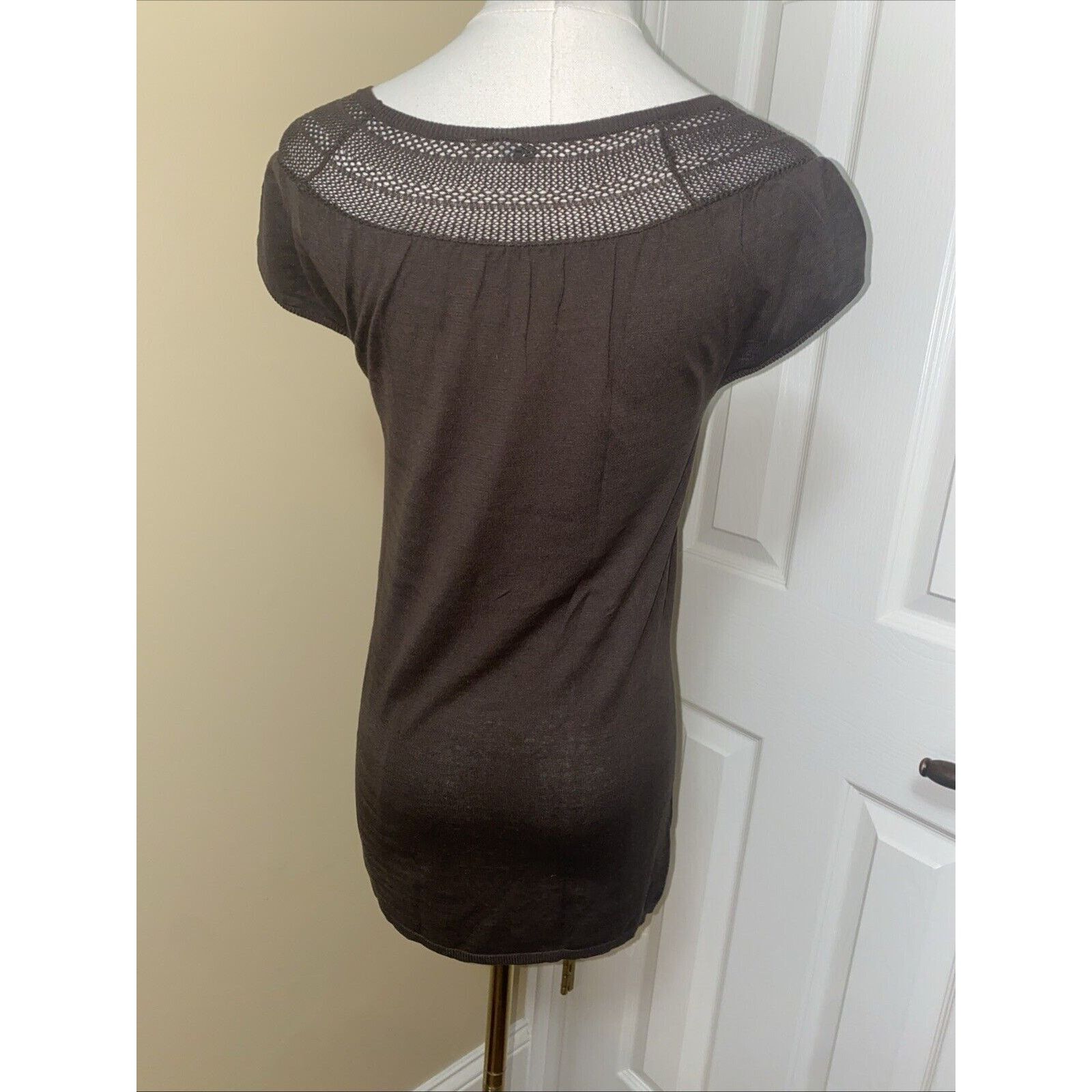 Elie Tahari Elie Tahari Brown Silk Blend Cap Sleeve Top Blouse Small Size S / US 4 / IT 40 - 6 Thumbnail