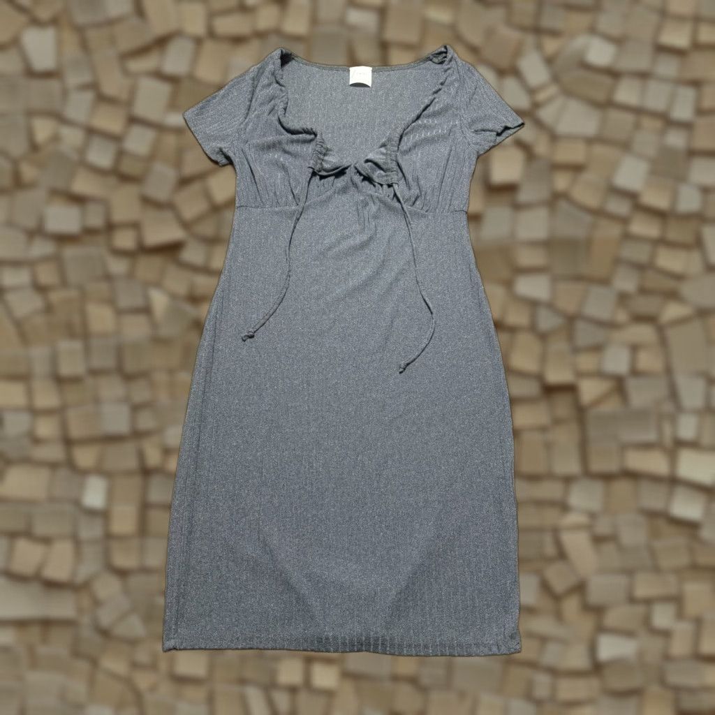 Vintage Livi Dress Women's Size Small Blue Short Sleeve V-Neck Lace Up Shift Dress Size 28" / US 6 / IT 42 - 1 Thumbnail