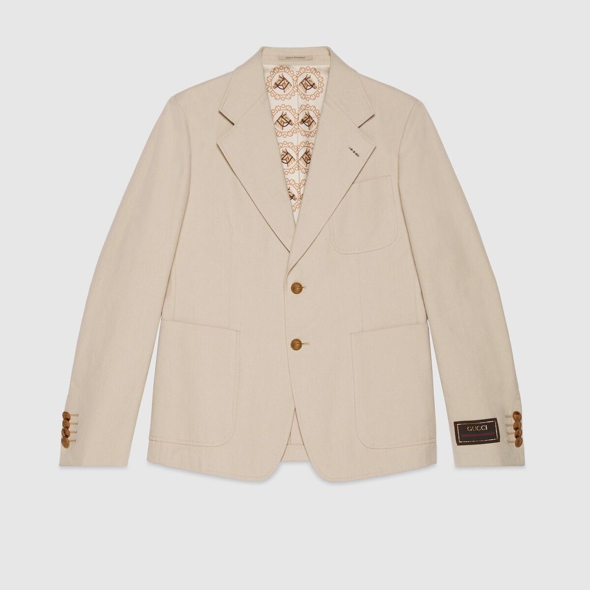 o1s1wg110125 Cotton Formal Jacket with Embroidery in Beige