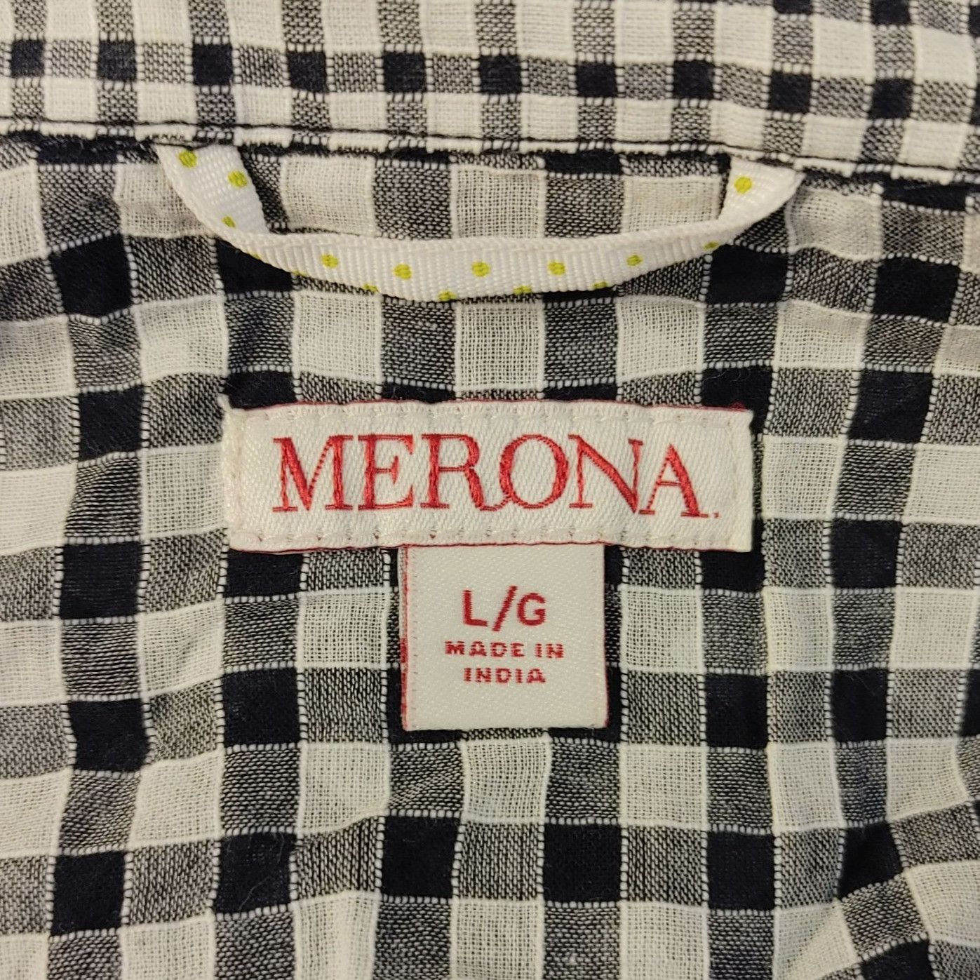 Merona Merona Women's Black/White Checkered Plaid Long Sleeve 1/2 B Size L / US 10 / IT 46 - 3 Thumbnail