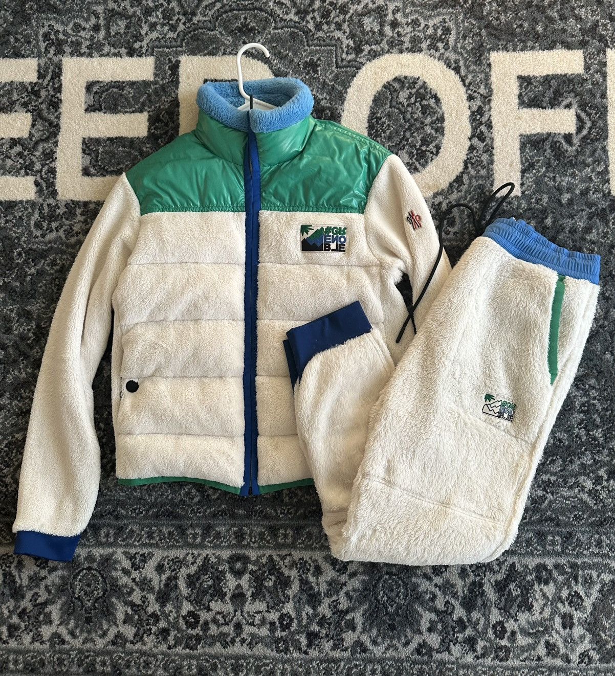 Moncler Grenoble Fur Sweatsuit White/Green/Blue